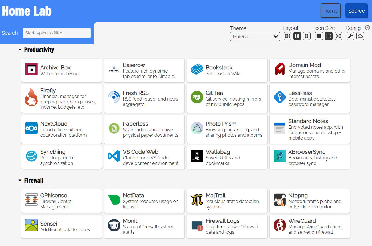 Dashy dashboard screenshot