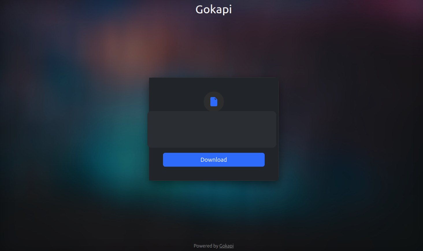 Gokapi official download view with demo filename redacted