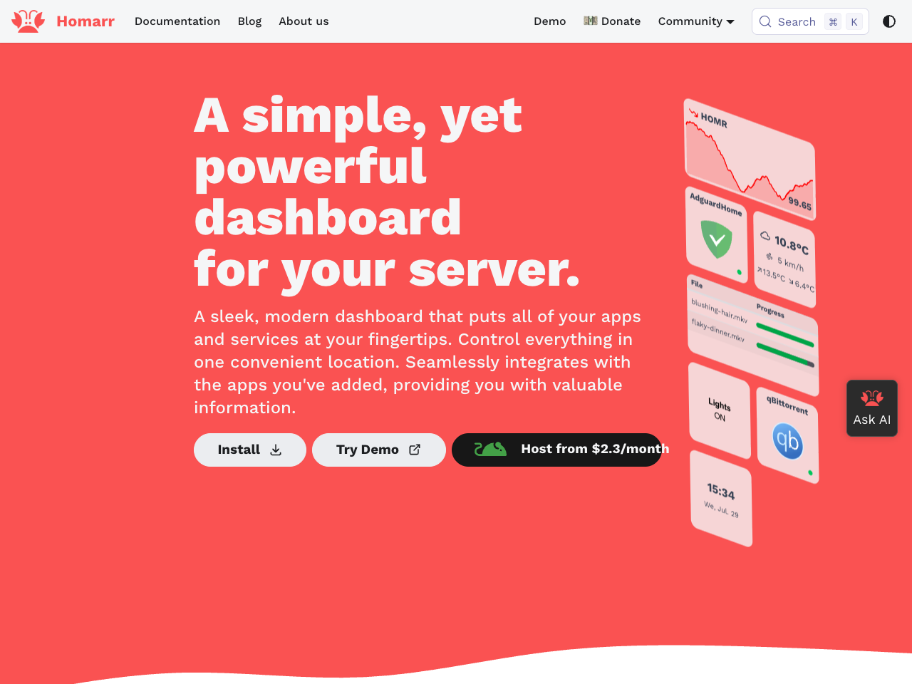 Homarr homepage screenshot