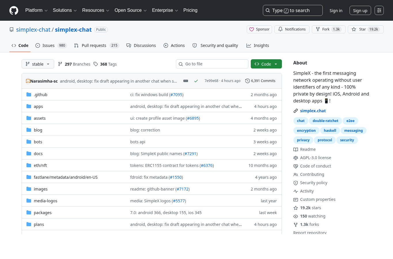 SimpleX Chat public page