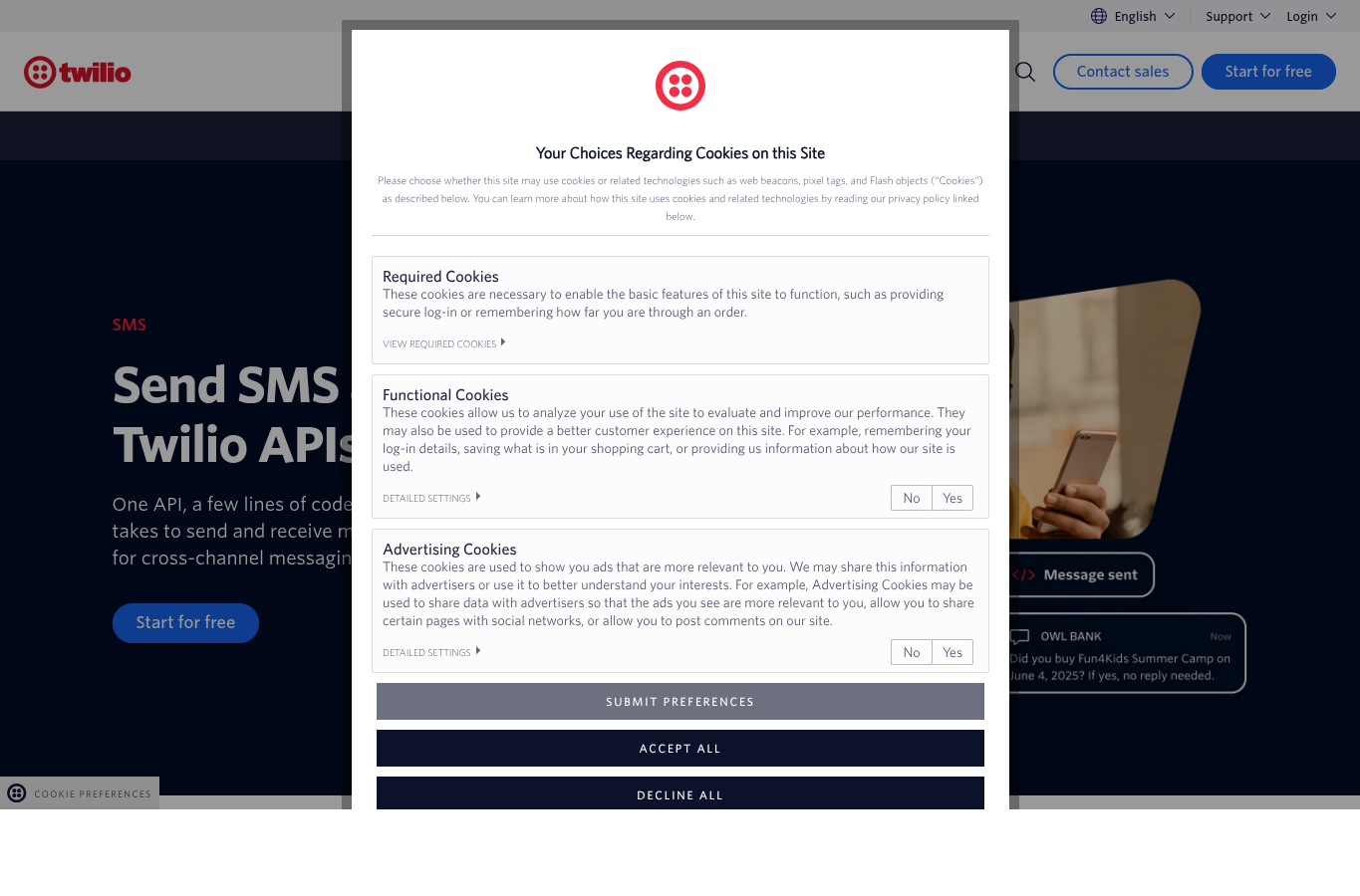 SMS (Twilio) public page 
