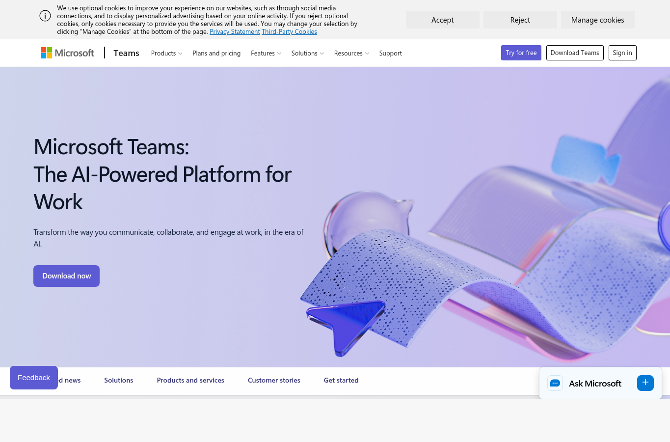 Microsoft Teams public page 